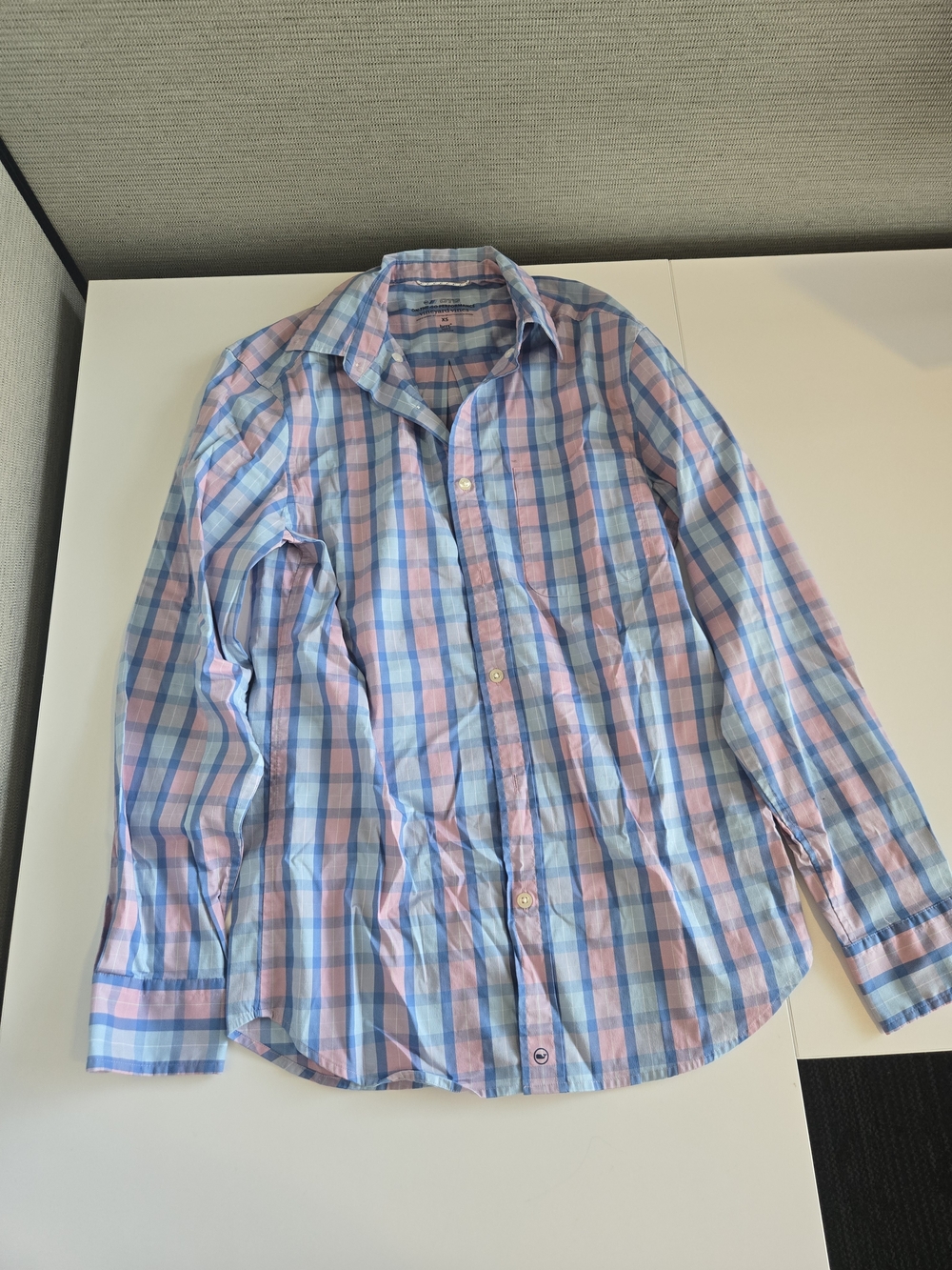 Vineyard Vines Blue and Pink Plaid Button-Down Shirt